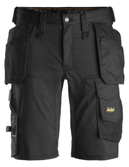 6141 Pantalones cortos de trabajo elasticos Slim Fit AllroundWork con bolsillos flotantes negro