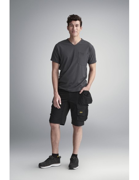6141 Pantalones cortos de trabajo elasticos Slim Fit AllroundWork con bolsillos flotantes negro