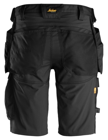 6141 Pantalones cortos de trabajo elasticos Slim Fit AllroundWork con bolsillos flotantes negro