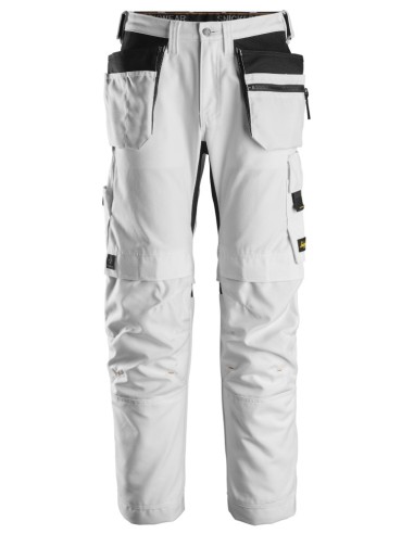 6224 Pantalones largos de trabajo elasticos AllroundWork Canvas+ con bolsillos flotantes color blanco