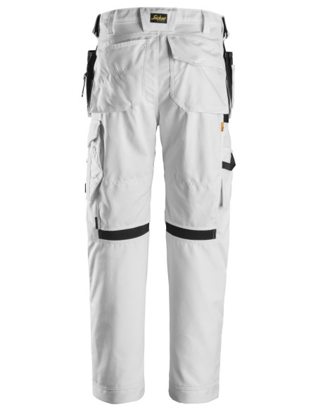 6224 Pantalones largos de trabajo elasticos AllroundWork Canvas+ con bolsillos flotantes color blanco