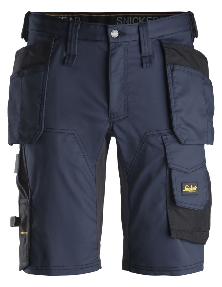 6141 Pantalones cortos de trabajo elasticos Slim Fit AllroundWork con bolsillos flotantes azul marino/ negro