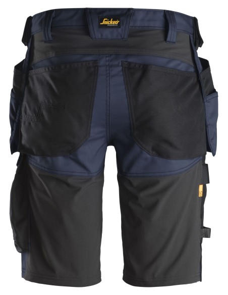 6141 Pantalones cortos de trabajo elasticos Slim Fit AllroundWork con bolsillos flotantes azul marino/ negro