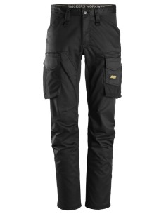 6803 Pantalones largos de trabajo elasticos AllroundWork sin bolsillos para las rodilleras color negro