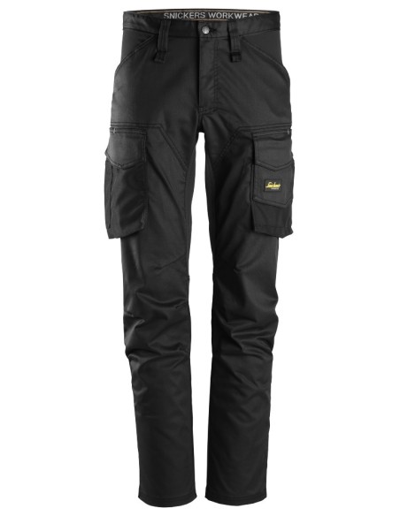 6803 Pantalones largos de trabajo elasticos AllroundWork sin bolsillos para las rodilleras color negro