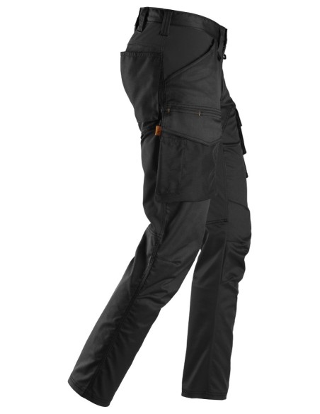 6803 Pantalones largos de trabajo elasticos AllroundWork sin bolsillos para las rodilleras color negro