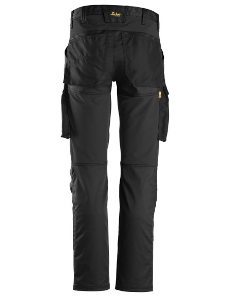 6803 Pantalones largos de trabajo elasticos AllroundWork sin bolsillos para las rodilleras color negro