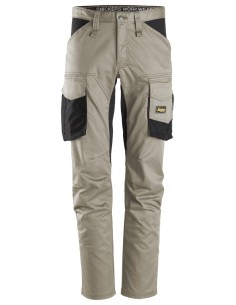 6803 Pantalones largos de trabajo elasticos AllroundWork sin bolsillos para las rodilleras color beige/ negro