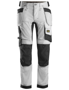 6241 Pantalones largos de trabajo elasticos AllroundWork Slim Fit con bolsillos flotantes color blanco/ negro
