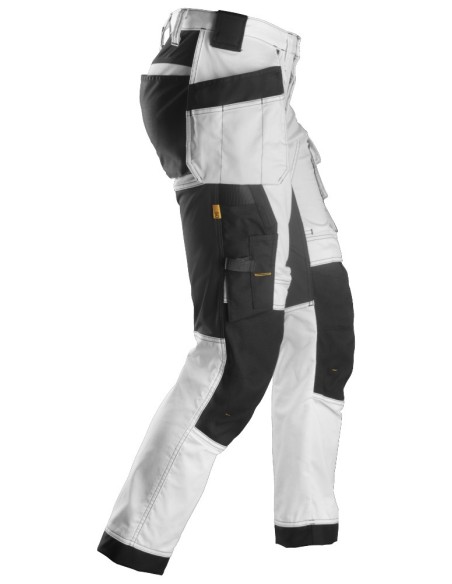 6241 Pantalones largos de trabajo elasticos AllroundWork Slim Fit con bolsillos flotantes color blanco/ negro