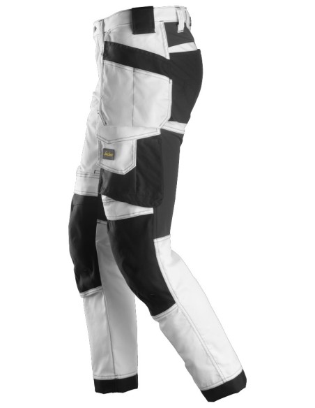 6241 Pantalones largos de trabajo elasticos AllroundWork Slim Fit con bolsillos flotantes color blanco/ negro