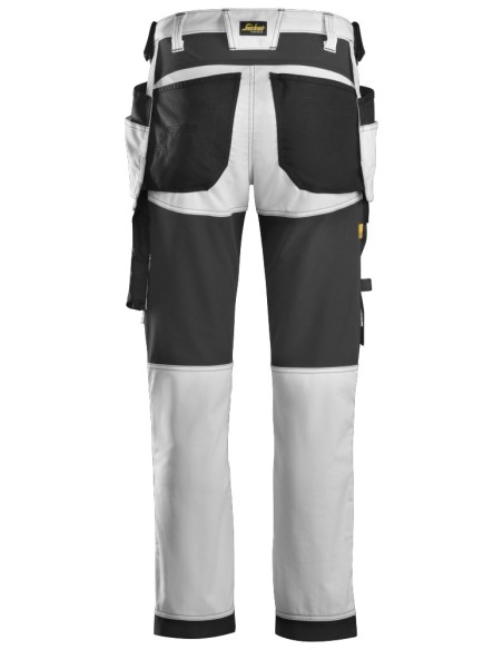 6241 Pantalones largos de trabajo elasticos AllroundWork Slim Fit con bolsillos flotantes color blanco/ negro