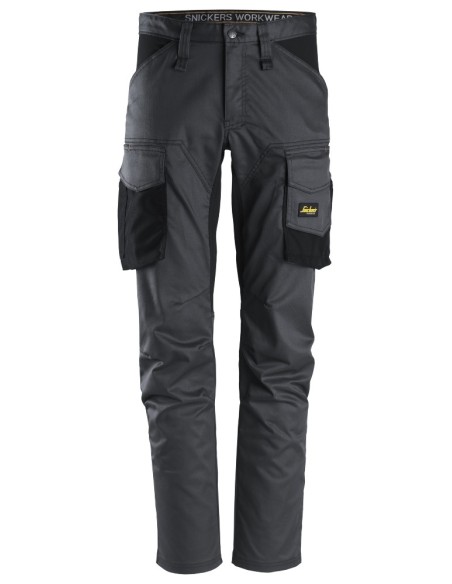 6803 Pantalones largos de trabajo elasticos AllroundWork sin bolsillos para las rodilleras color gris acero/ negro