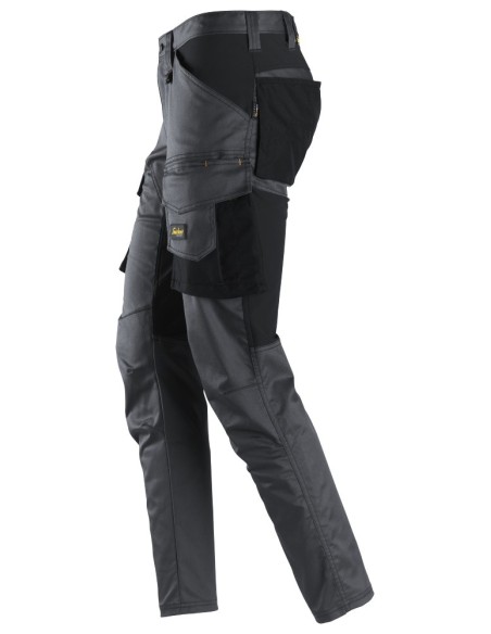 6803 Pantalones largos de trabajo elasticos AllroundWork sin bolsillos para las rodilleras color gris acero/ negro