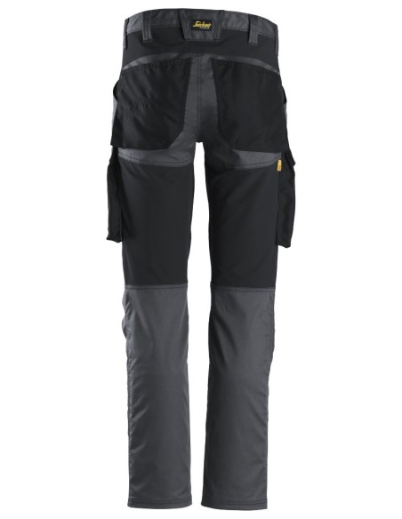6803 Pantalones largos de trabajo elasticos AllroundWork sin bolsillos para las rodilleras color gris acero/ negro