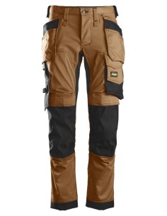 6241 Pantalones largos de trabajo elasticos AllroundWork Slim Fit con bolsillos flotantes color marron/ negro