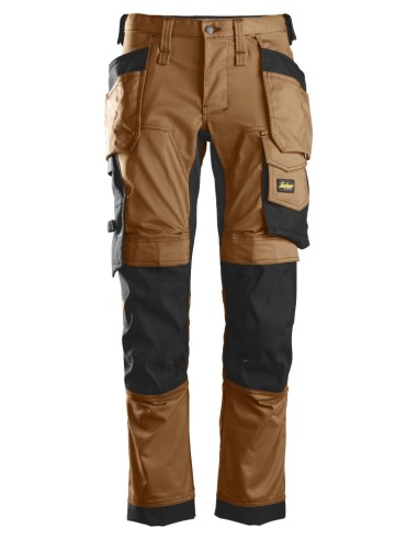 6241 Pantalones largos de trabajo elasticos AllroundWork Slim Fit con bolsillos flotantes color marron/ negro