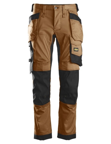 6241 Pantalones largos de trabajo elasticos AllroundWork Slim Fit con bolsillos flotantes color marron/ negro