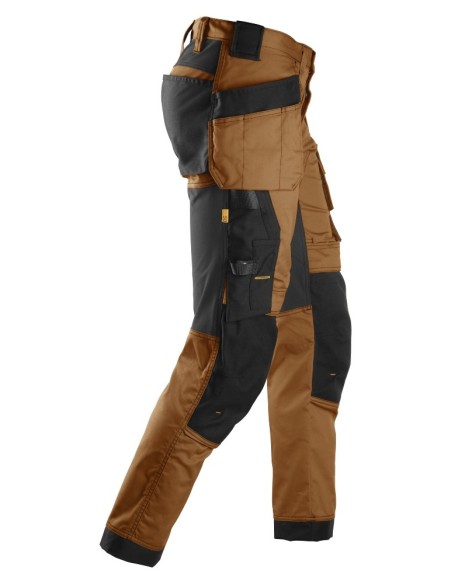 6241 Pantalones largos de trabajo elasticos AllroundWork Slim Fit con bolsillos flotantes color marron/ negro
