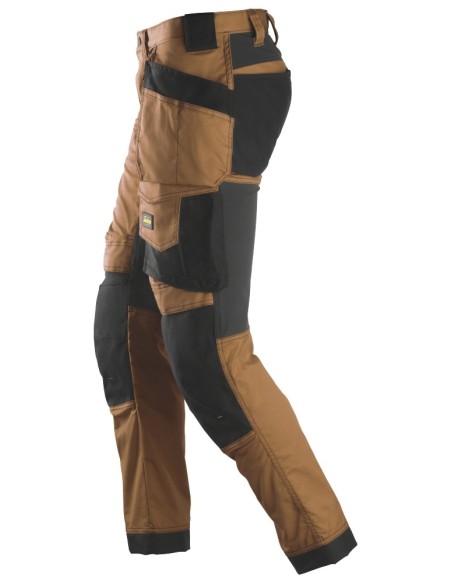 6241 Pantalones largos de trabajo elasticos AllroundWork Slim Fit con bolsillos flotantes color marron/ negro