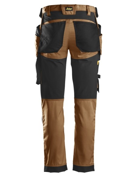 6241 Pantalones largos de trabajo elasticos AllroundWork Slim Fit con bolsillos flotantes color marron/ negro