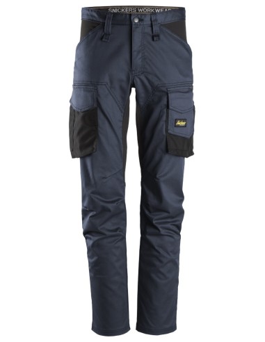 6803 Pantalones largos de trabajo elasticos AllroundWork sin bolsillos para las rodilleras color azul marino/ negro
