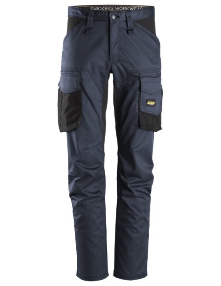 6803 Pantalones largos de trabajo elasticos AllroundWork sin bolsillos para las rodilleras color azul marino/ negro