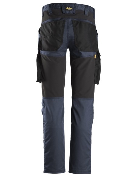 6803 Pantalones largos de trabajo elasticos AllroundWork sin bolsillos para las rodilleras color azul marino/ negro