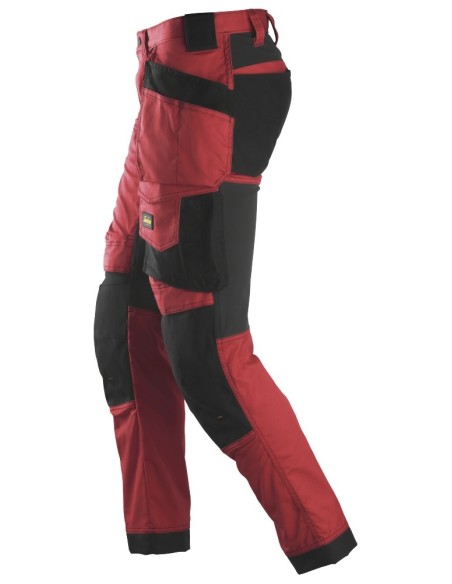 6241 Pantalones largos de trabajo elasticos AllroundWork Slim Fit con bolsillos flotantes color rojo/ negro