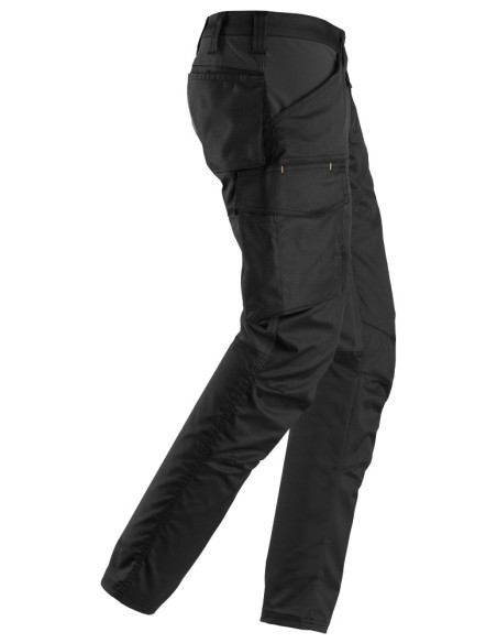 6703 Pantalones largos de trabajo elasticos para mujer sin bolsillos para rodilleras AllroundWork negro