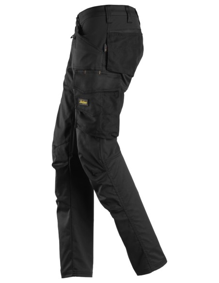 6703 Pantalones largos de trabajo elasticos para mujer sin bolsillos para rodilleras AllroundWork negro