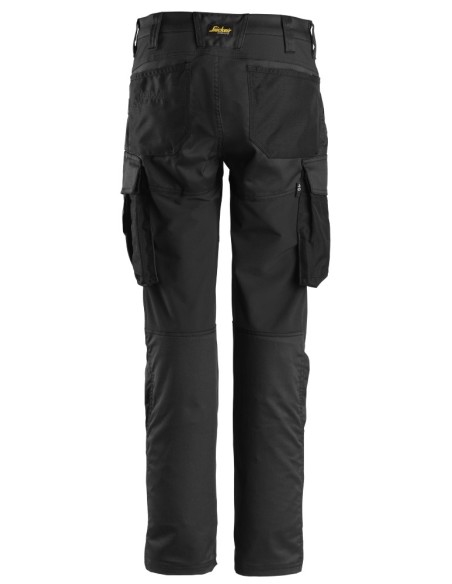 6703 Pantalones largos de trabajo elasticos para mujer sin bolsillos para rodilleras AllroundWork negro