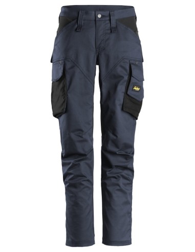 6703 Pantalones largos de trabajo elasticos para mujer sin bolsillos para rodilleras AllroundWork azul marino-negro