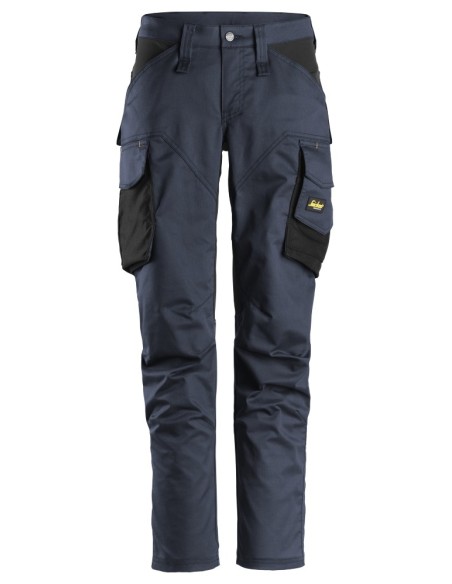 6703 Pantalones largos de trabajo elasticos para mujer sin bolsillos para rodilleras AllroundWork azul marino-negro