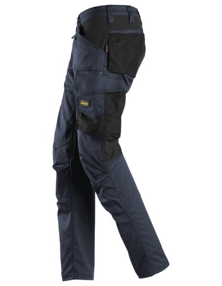 6703 Pantalones largos de trabajo elasticos para mujer sin bolsillos para rodilleras AllroundWork azul marino-negro