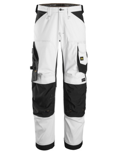 6351 Pantalones largos de trabajo elasticos ajuste holgado AllroundWork Loose Fit color blanco/ negro
