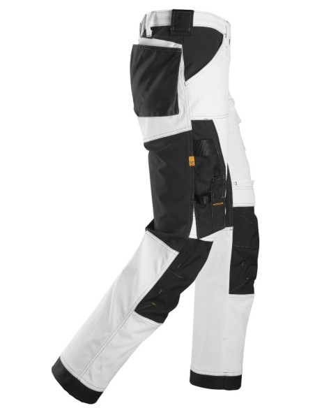 6351 Pantalones largos de trabajo elasticos ajuste holgado AllroundWork Loose Fit color blanco/ negro