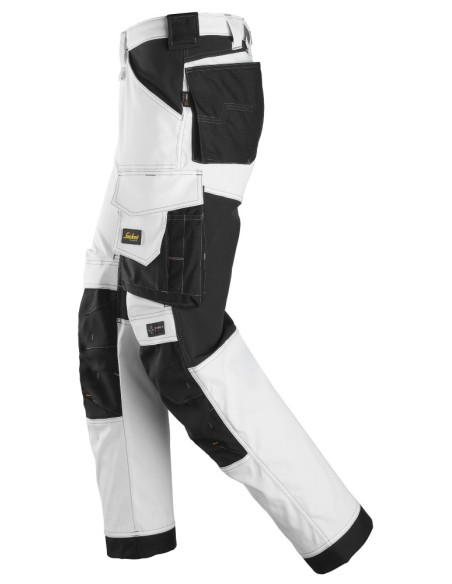 6351 Pantalones largos de trabajo elasticos ajuste holgado AllroundWork Loose Fit color blanco/ negro