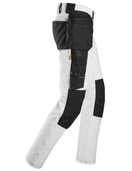 6271 Pantalones largos de trabajo elasticos AllroundWork con bolsillos flotantes color blanco/ negro