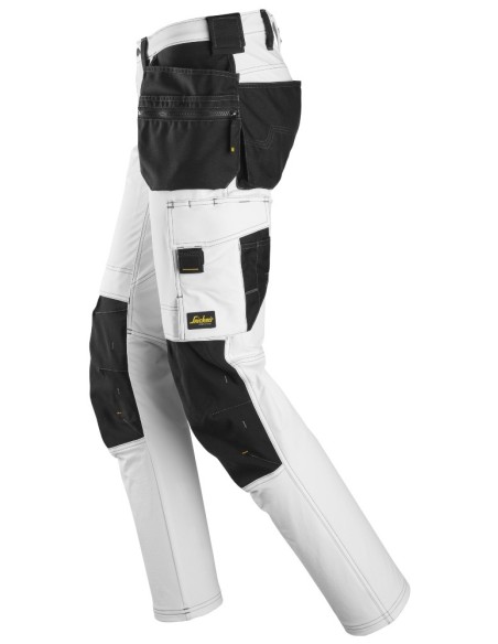 6271 Pantalones largos de trabajo elasticos AllroundWork con bolsillos flotantes color blanco/ negro