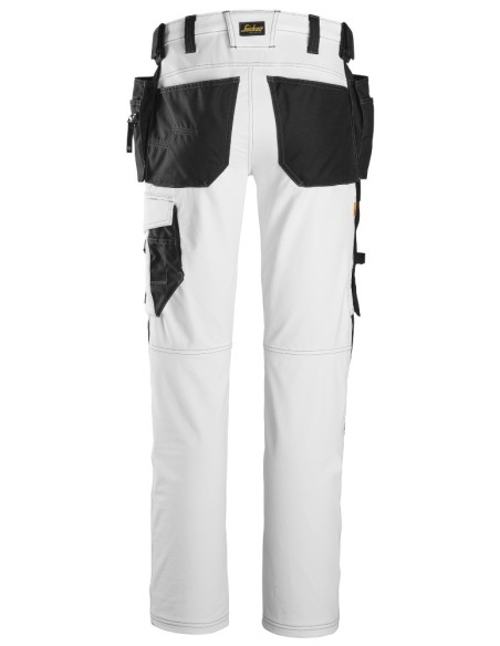 6271 Pantalones largos de trabajo elasticos AllroundWork con bolsillos flotantes color blanco/ negro