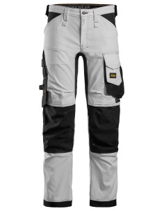 6341 Pantalones largos de trabajo elasticos AllroundWork Slim Fit color blanco/ negro