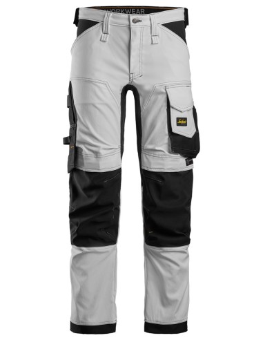 6341 Pantalones largos de trabajo elasticos AllroundWork Slim Fit color blanco/ negro