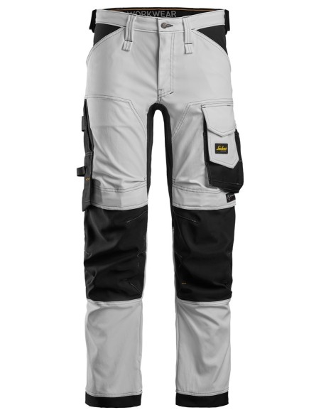 6341 Pantalones largos de trabajo elasticos AllroundWork Slim Fit color blanco/ negro
