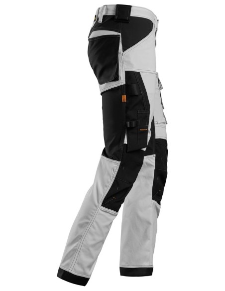 6341 Pantalones largos de trabajo elasticos AllroundWork Slim Fit color blanco/ negro
