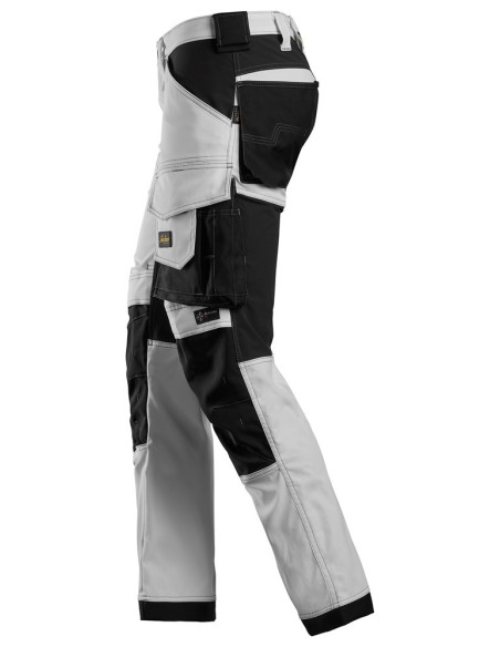 6341 Pantalones largos de trabajo elasticos AllroundWork Slim Fit color blanco/ negro