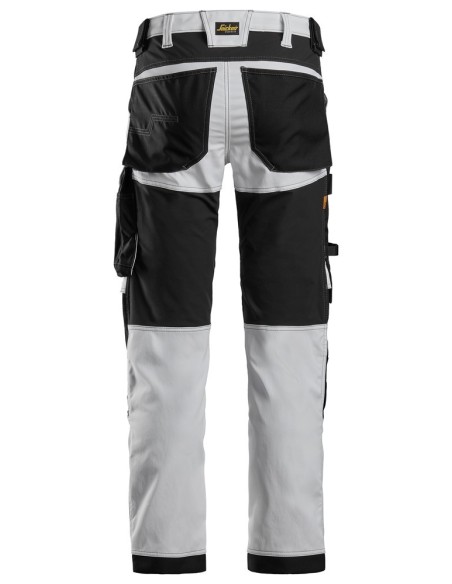 6341 Pantalones largos de trabajo elasticos AllroundWork Slim Fit color blanco/ negro
