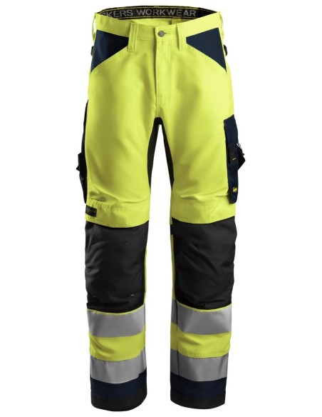 6331 Pantalones largos de trabajo de alta visibilidad clase 2 AllroundWork amarillo/ azul marino