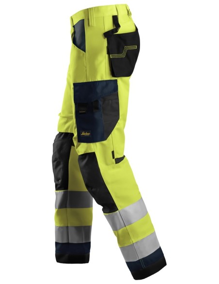 6331 Pantalones largos de trabajo de alta visibilidad clase 2 AllroundWork amarillo/ azul marino