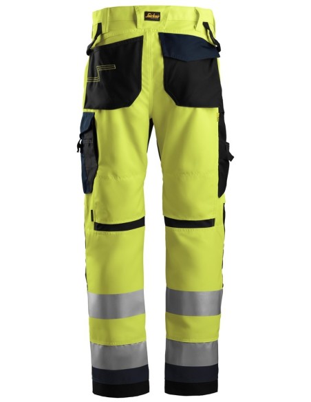 6331 Pantalones largos de trabajo de alta visibilidad clase 2 AllroundWork amarillo/ azul marino